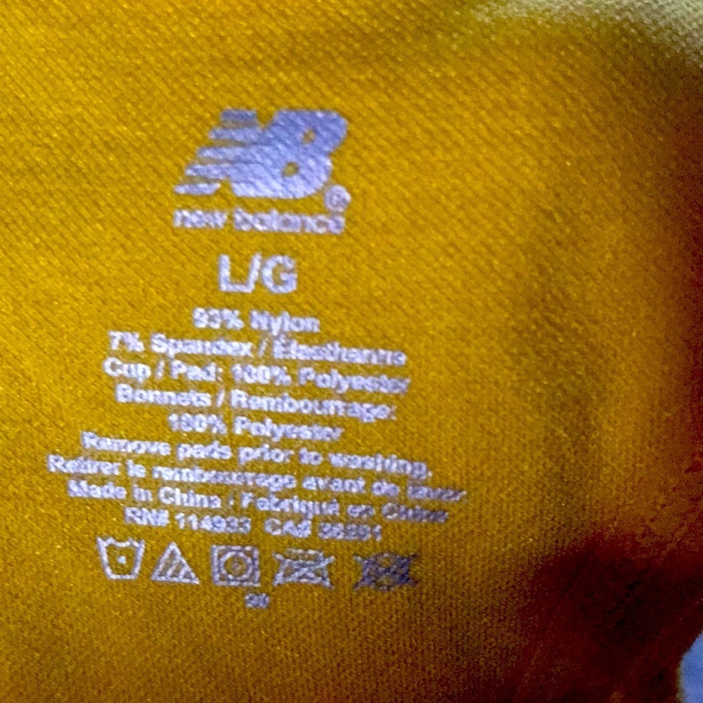 NEW BALANCE YELLOW SPORTS BRA LARGE - Picture 5 of 7